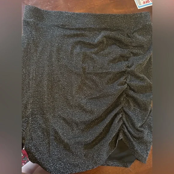 NWT At the Knee Glitter Knit Cinched Bodycon Skirt - Picture 3 of 4